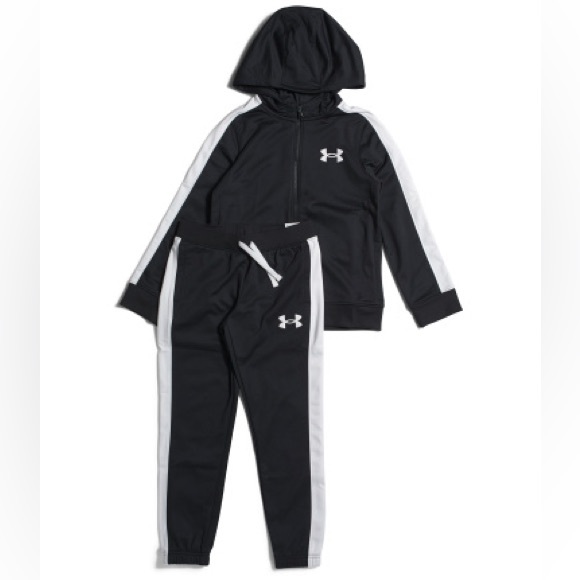 🔥🔥UNDER ARMOUR Big Boys Knit Hooded Track Suit/Black/YLG